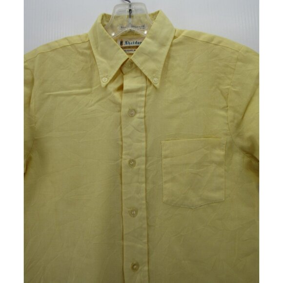VINTAGE Shirt 14 Japan Student Sheldon Button Down 60s Pocket XS * - Picture 2 of 12